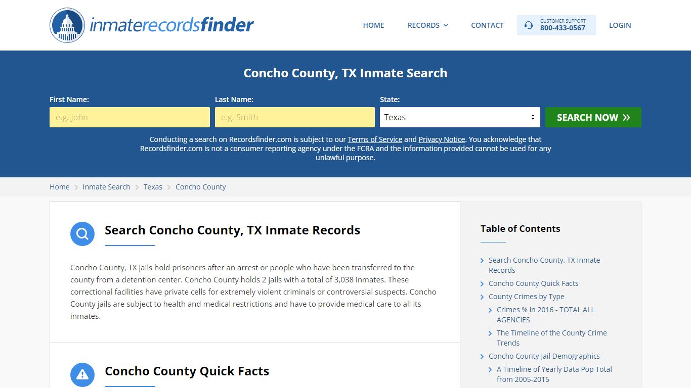 Concho County, TX Inmate Lookup & Jail Records Online